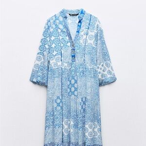 Zara Blue Patterned Dress